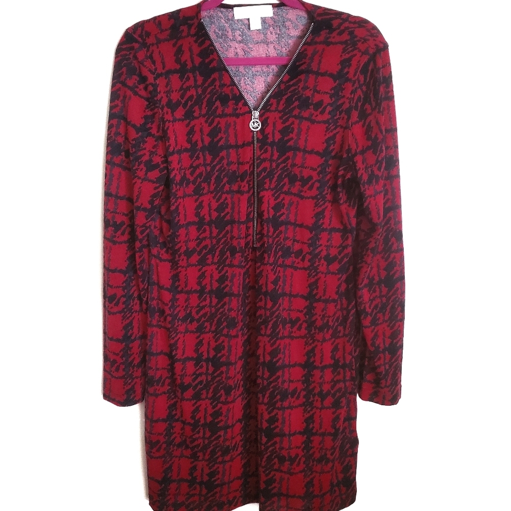 Michael Kors Red and Black Long Sleeve dre…